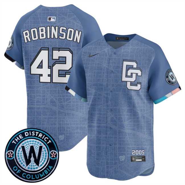 Mens Washington Nationals #42 Jackie Robinson Blue 2025 City Connect Limited Stitched Jersey Dzhi->washington nationals->MLB Jersey